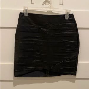 Zara black faux leather pleated mini skirt.